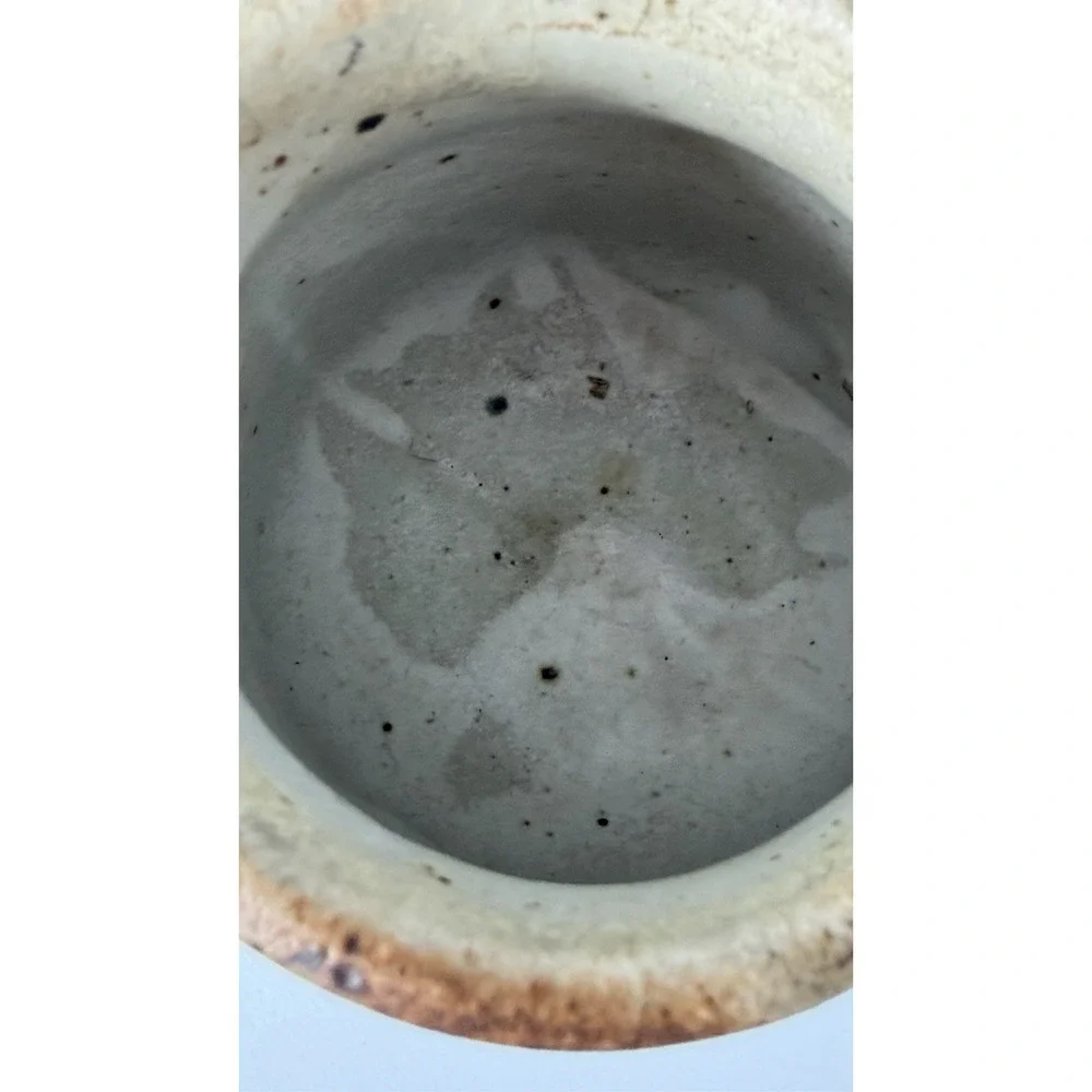 Flat Earth Studio Pottery Goblet Signed DK3 or DKB 1981 Rustic Brown 8.5
